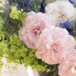 Ein Blumenstrauß aus dem Rosengarten. | Blumenbild Rosenstrauß mit Bonica und Frauenmantel